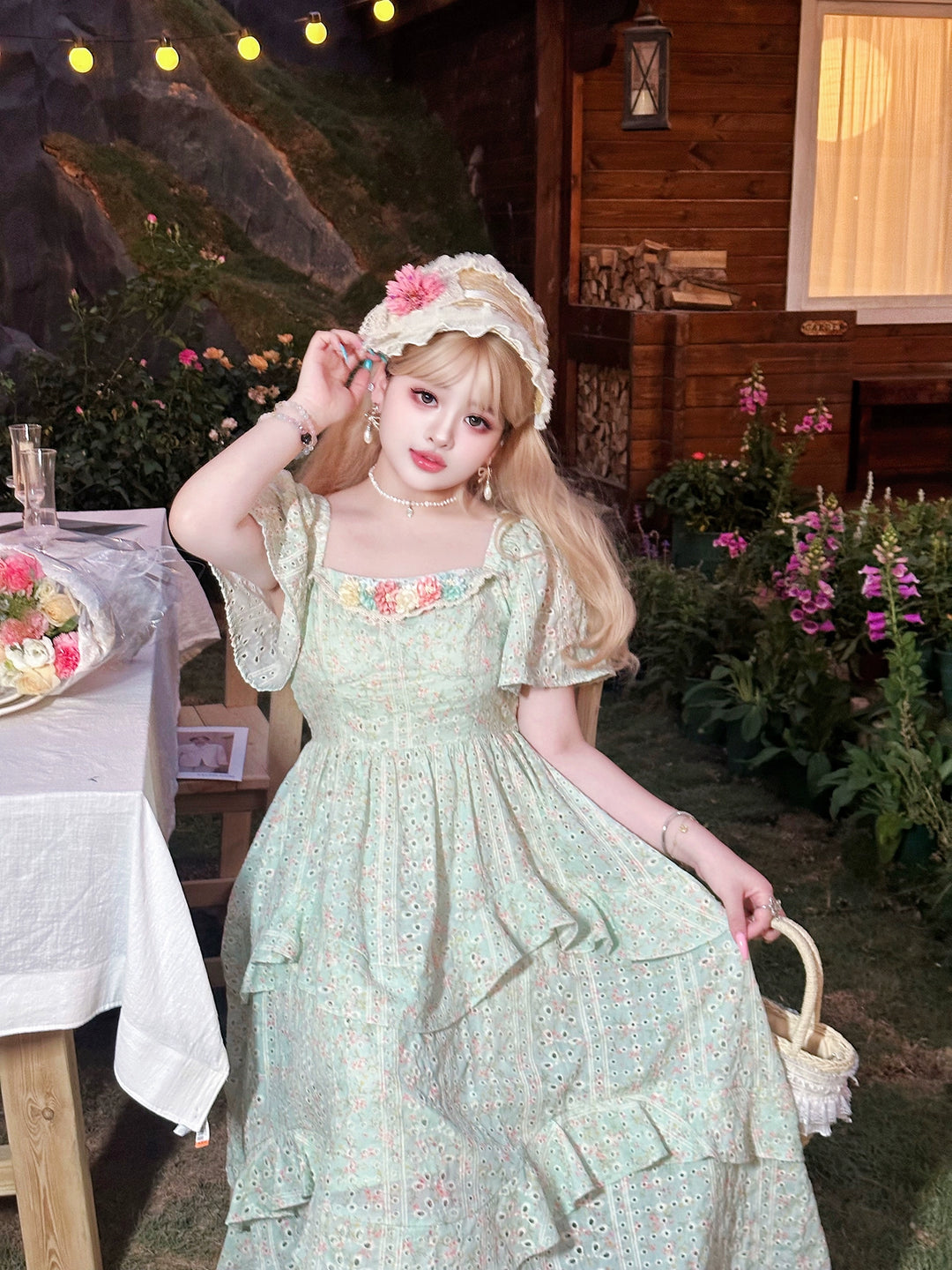Yingtang~Dreamy Alice~Plus Size Lolita Dress Vintage Mint Green Dress   