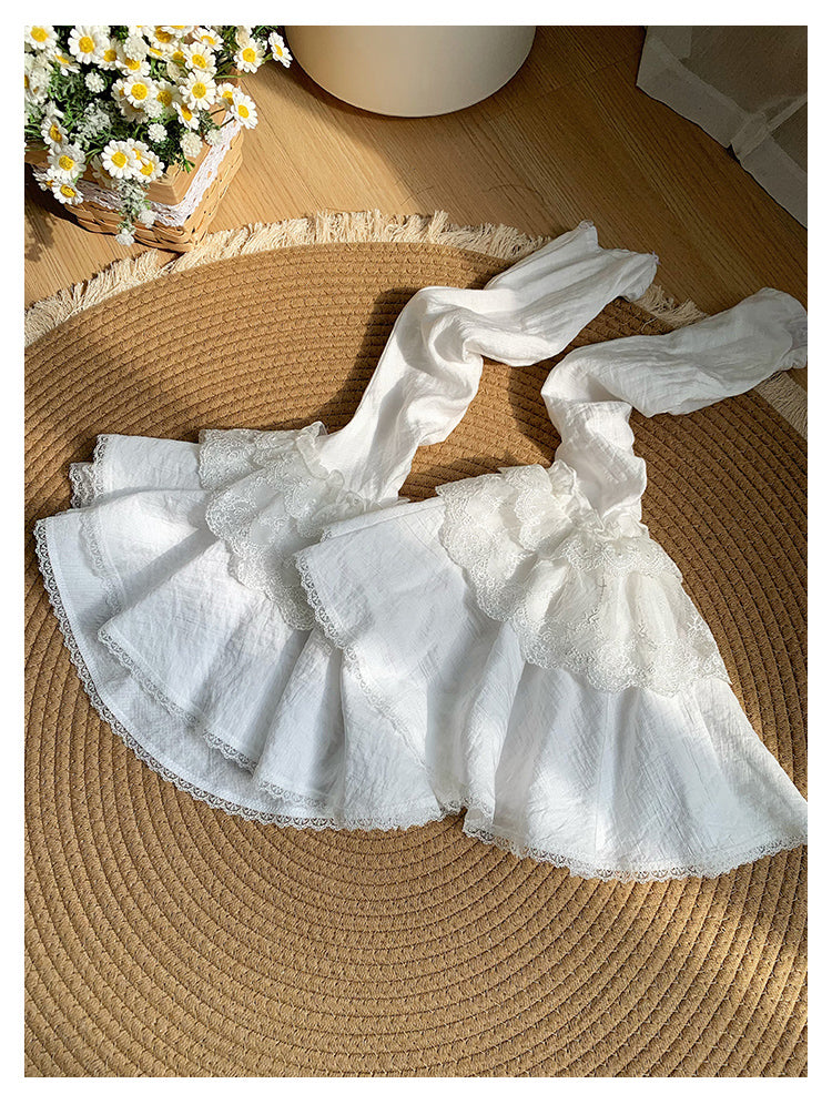 With PUJI~Anna~Classic Lolita Shirt with Lace Embroidery and Princess Sleeves White detachable sleeves only S