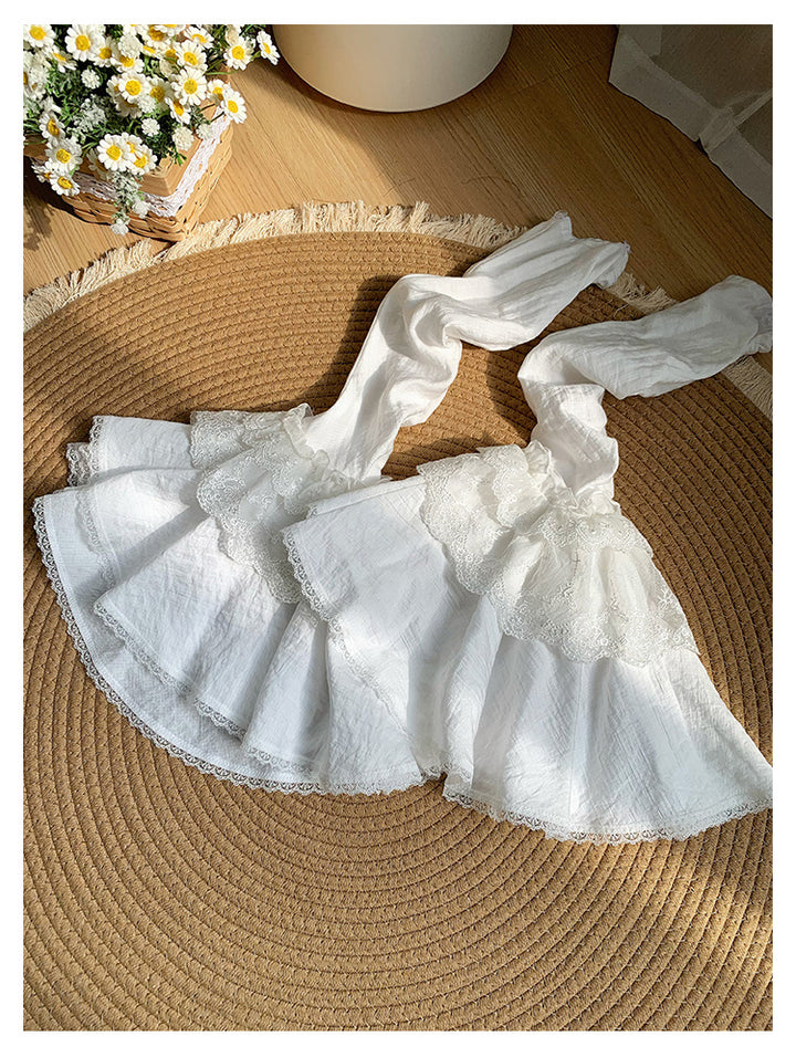 With PUJI~Anna~Classic Lolita Shirt with Lace Embroidery and Princess Sleeves White detachable sleeves only S