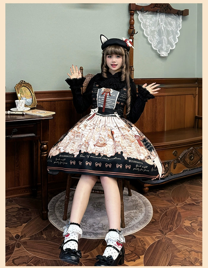 Alice Girl~Fox Band~Sweet Lolita Shirt with Bow Jabot