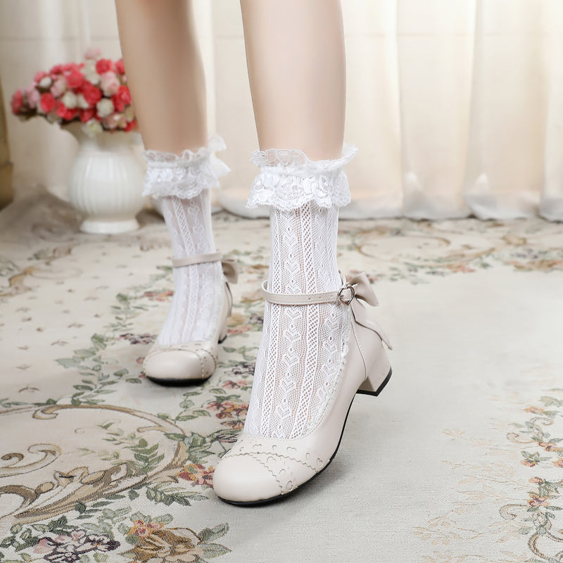Sosic~Rei Su Su~Sweet Lolita Round Toe Leather Shoes Multicolors 33 beige 