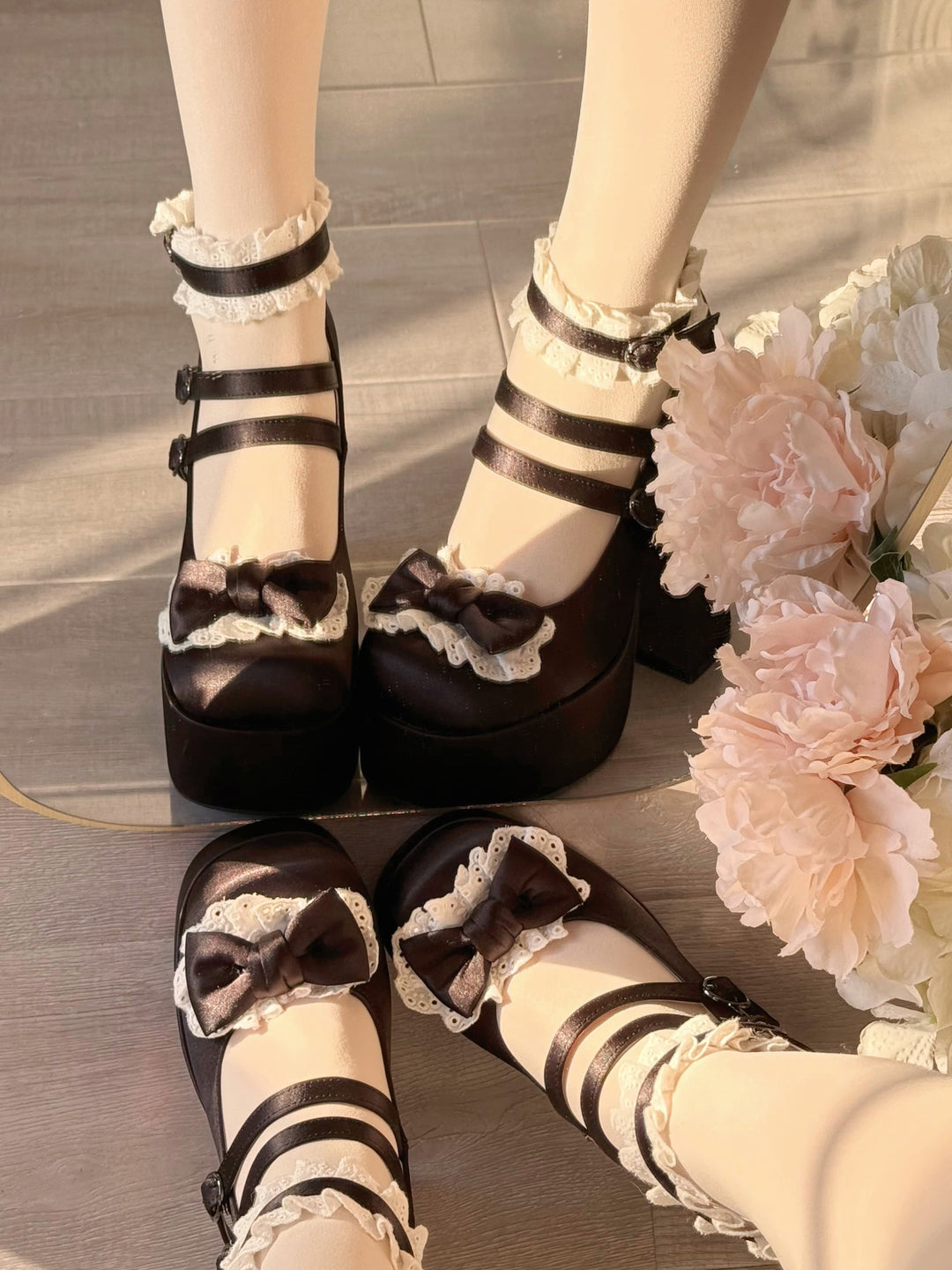 Pure Tea For Dream~Otome Fairy Tale~Sweet Lolita Shoes High Platform Satin Heels 42091:726145