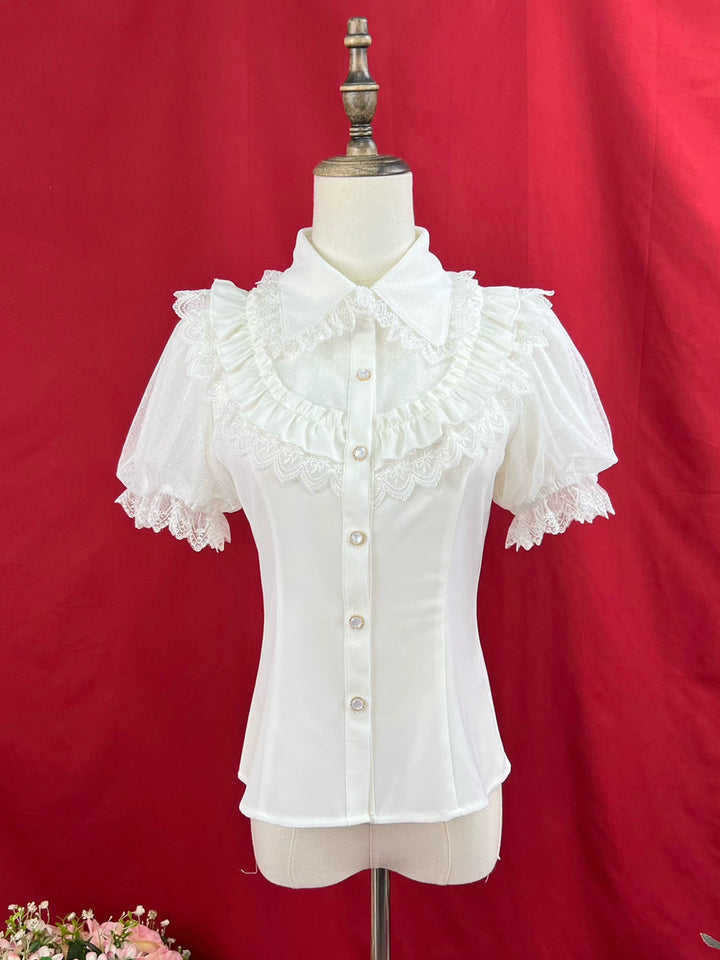 DMFS Lolita~Sweet Lolita Shirt Peter Pan Collar Blouse Detachable Sleeves   