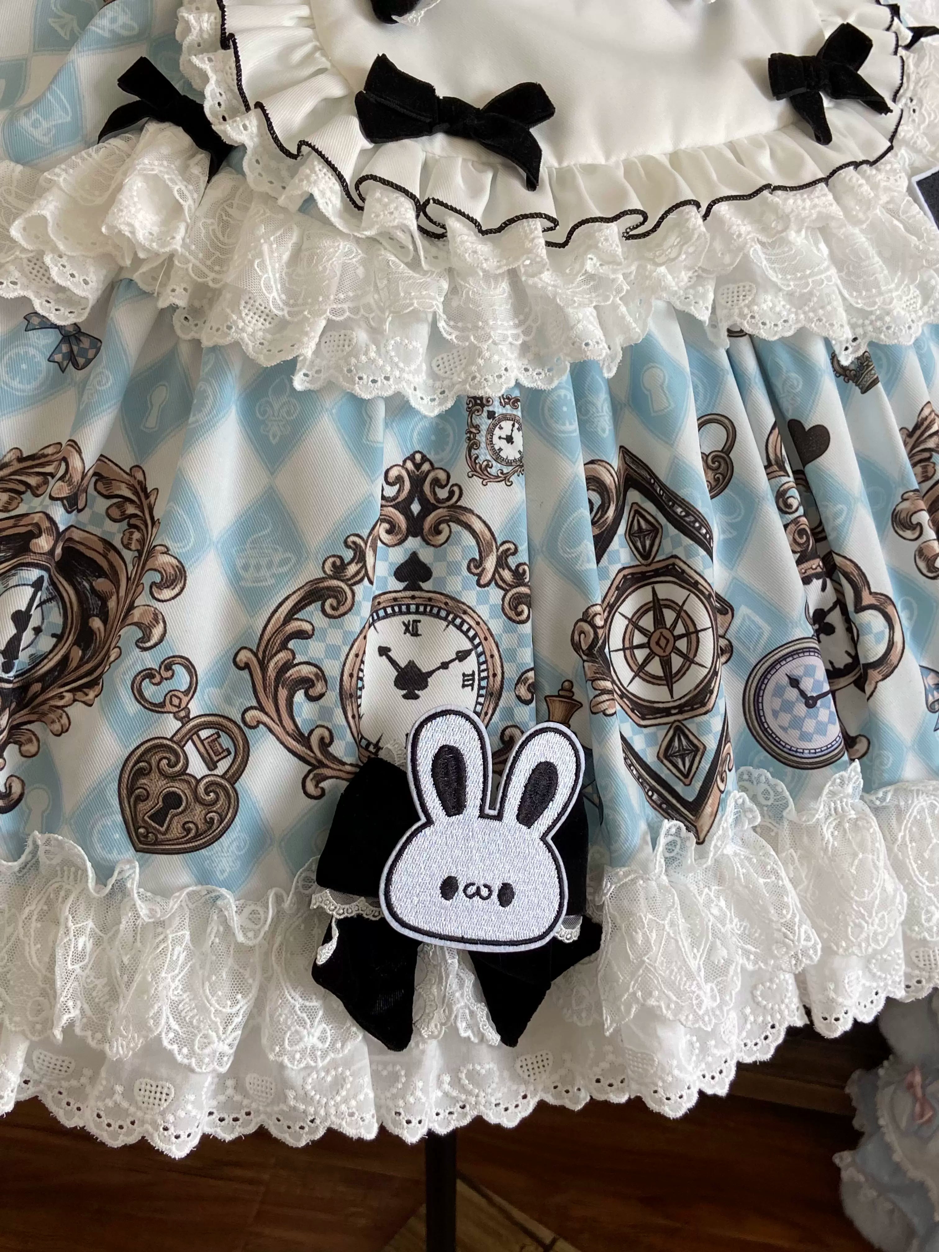 Unnamed Journey - Sweet Lolita Argyle Printed OP Dress with Bunny Details 45510:850415
