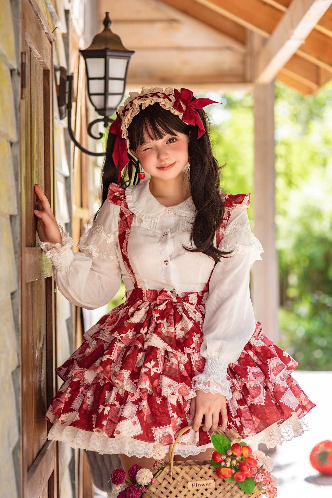 Strawberry Witch~Strawberry Stamp~Sweet Lolita OP Short Sleeve Lolita Dress   