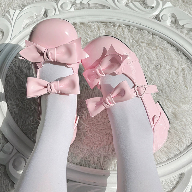 Beauty Bunny~Kawaii Lolita Shoes Low Heels Round Toe PU Shoes 34 Pink 
