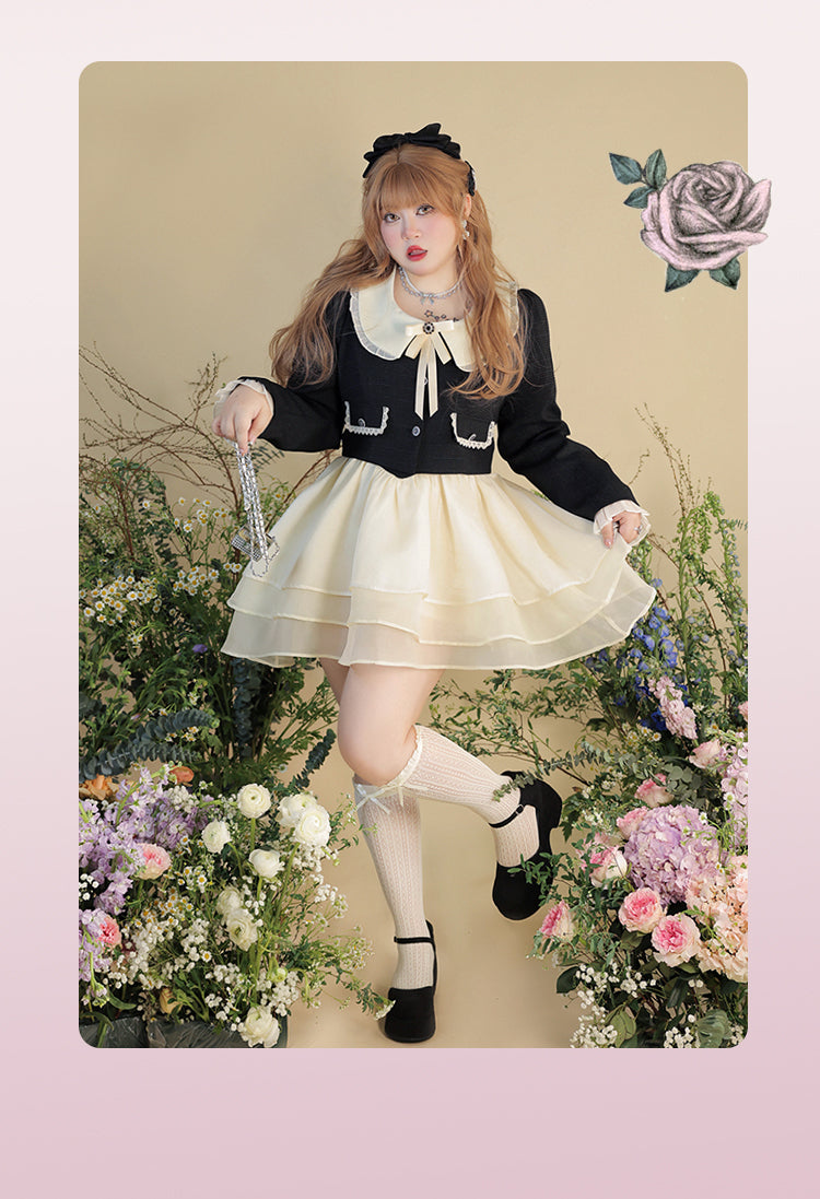 Yingtang - Plus Size Lolita Coat Elegant Puffy Skirt Suit