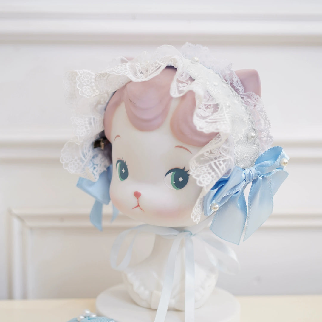 Mengfuzi~Old School Lolita Headdress Lovely Lolita BNT and Accessories Batch 6 White-Blue Hairband Only