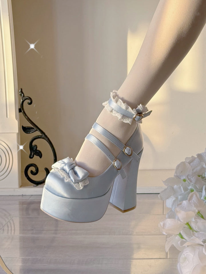 Pure Tea For Dream~Otome Fairy Tale~Sweet Lolita Shoes High Platform Satin Heels (35 36 37 38 39 40) 42091:726191