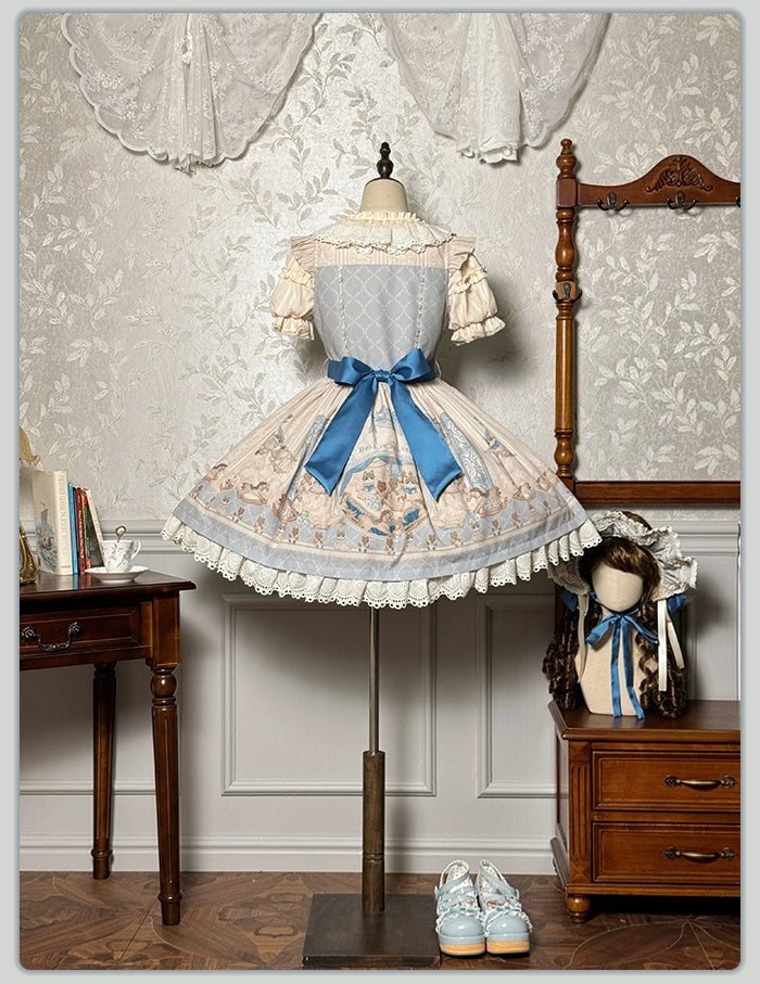 Alice Girl~Sea Salt Fairytale~Sweet Lolita JSK Doll-like Lolita Printed Dress