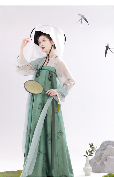 Chixia~Chinese Symbol. Spring Outing~Han Lolita Green Chest Length Skirt   