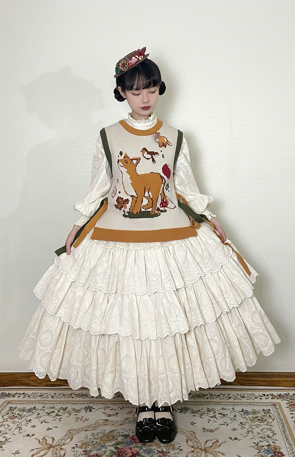 (BFM)Miss Point~Customized Lolita Skirt Embroidery Lace Cotton Lolita Skirt 31828:370828