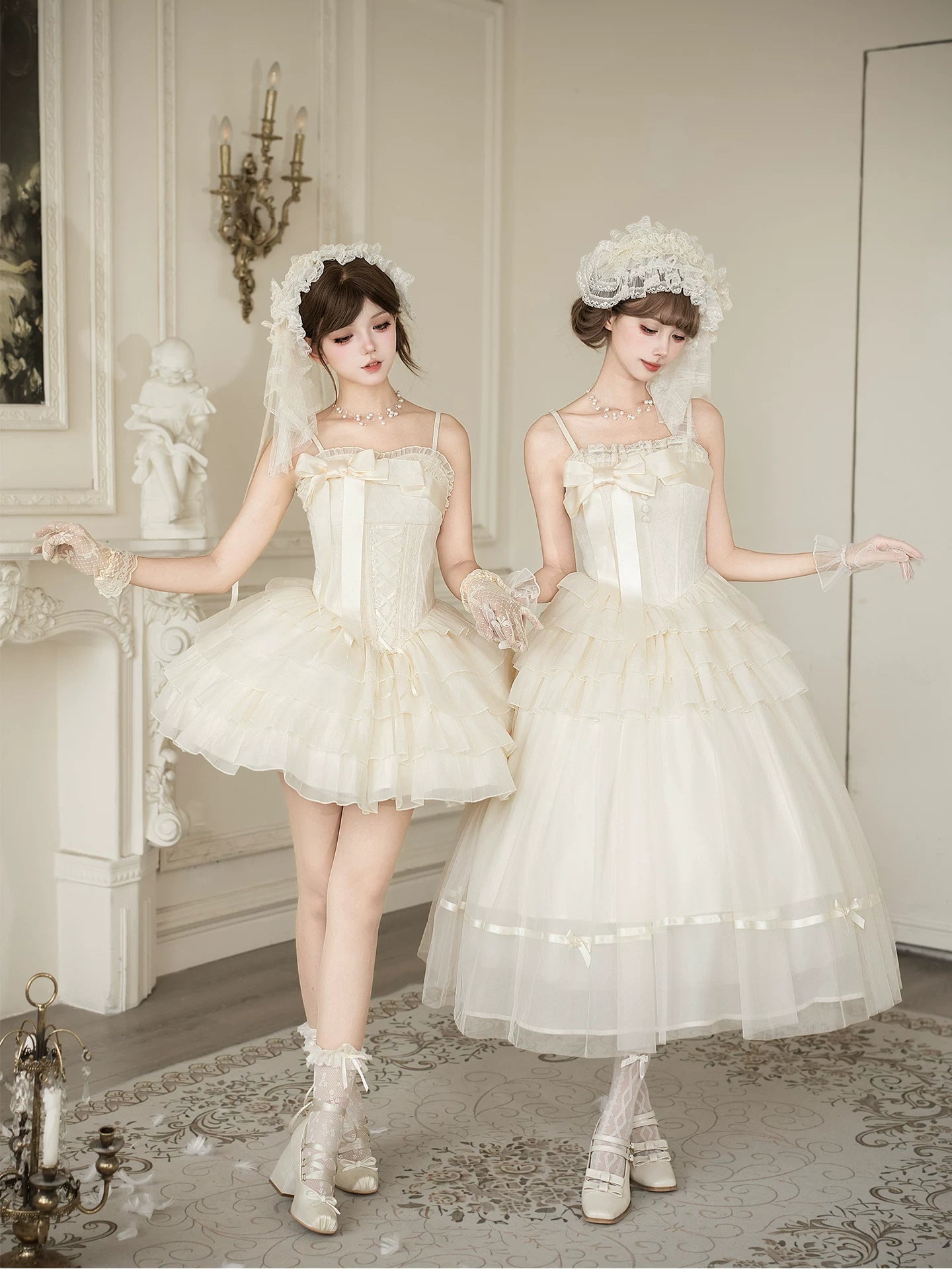 MistKiss Lily - Classic Lolita Tiered Hem JSK Dress, Fishbone Waist 45318:853804