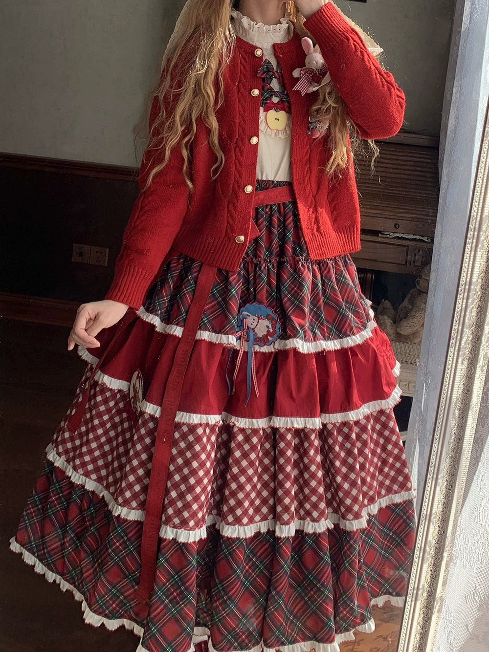 Miss Point - Forest Berry Bunny - Sweet Lolita Plaid Skirt Tiered Ruffles Spring SK