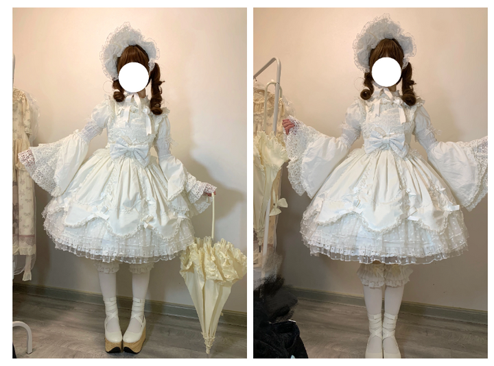 (BFM)The Seventh Doll~Sweet Diary SP~Vintage Lolita Jumper Dress Petal-like Hem JSK Headdress Set   