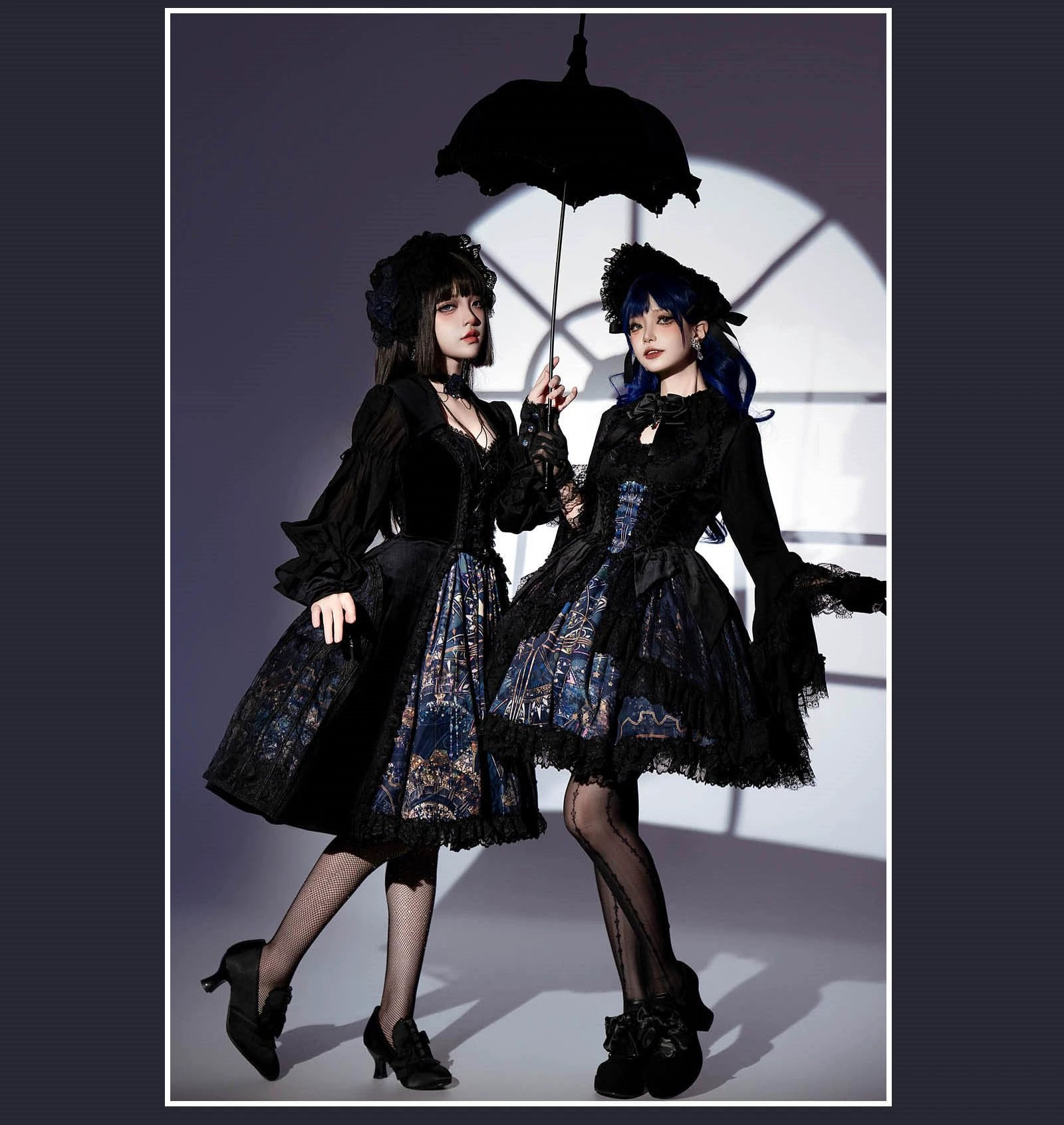 SUSIN - Night Traveler - Classic and Elegant Gothic Dress with Colorful Window Prints