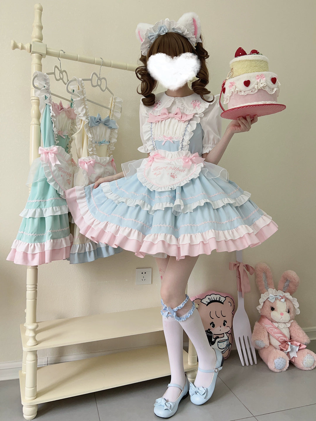 Sugar Girl~Cat Ear Tale~Sweet Lolita Jumper Dress Suspender Dress