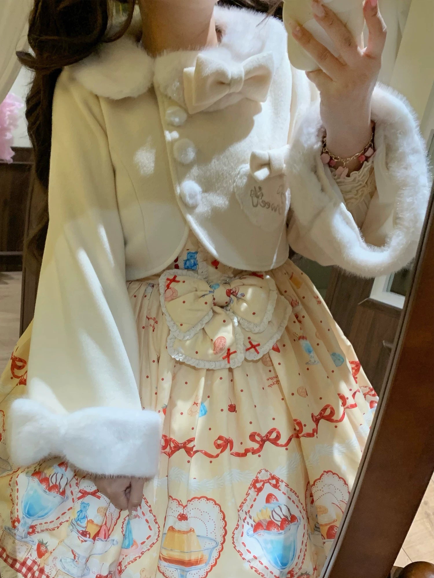 Rabbit Heart Knot - Sweet Lolita Winter Short Coat, Detachable Bunny-Ear Collar 45891:866906