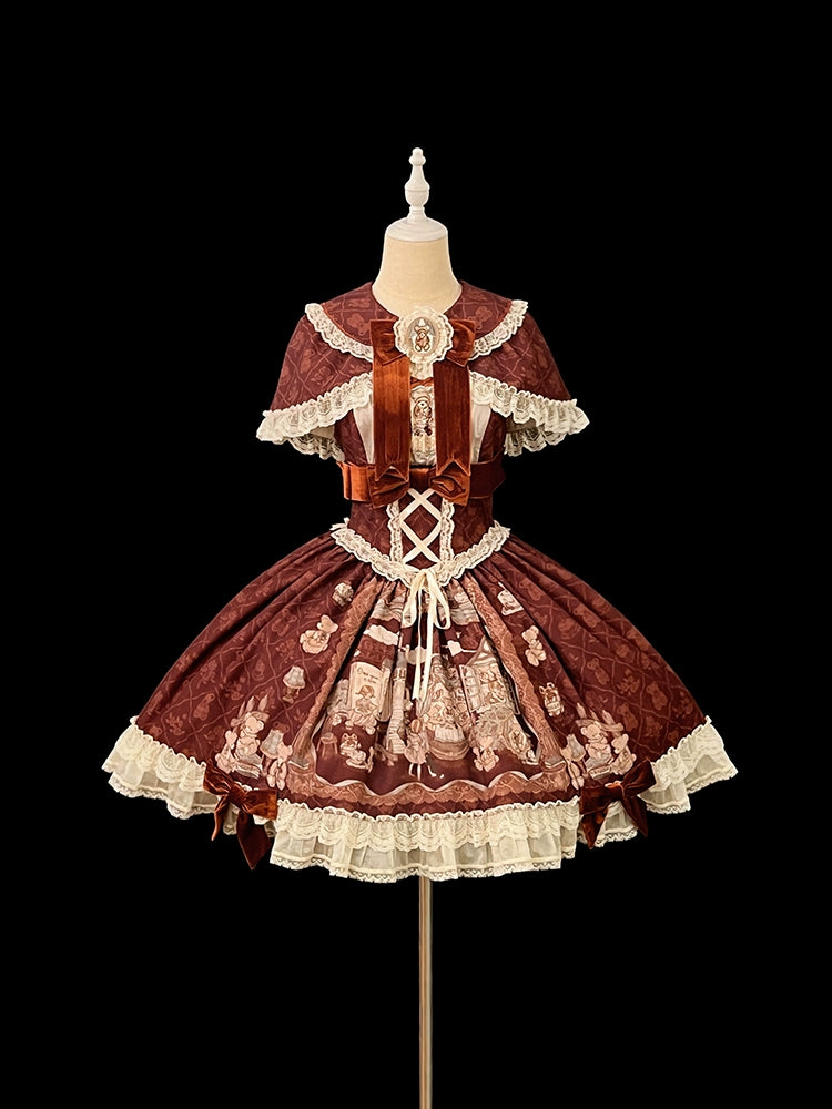 Alice Girl~Bear Castle~Sweet Lolita Dress Natural Waist JSK   