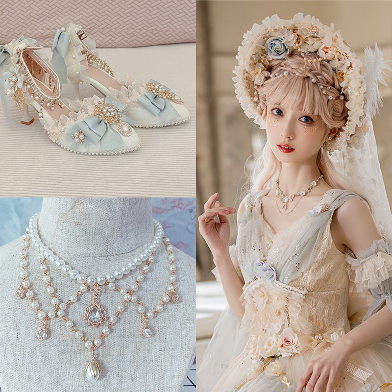 Cat Fairy~Gorgeous Lolita Tea Party Necklace, High Heels Shoes and BNT Hat   
