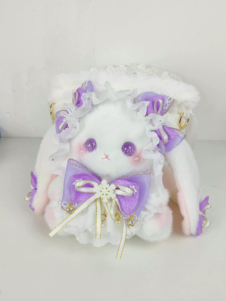Bear Star~Kawaii Lolita Bag Handmade Bunny Crossbody Shoulders Bags Purple Large Crossbody+shoulders bag