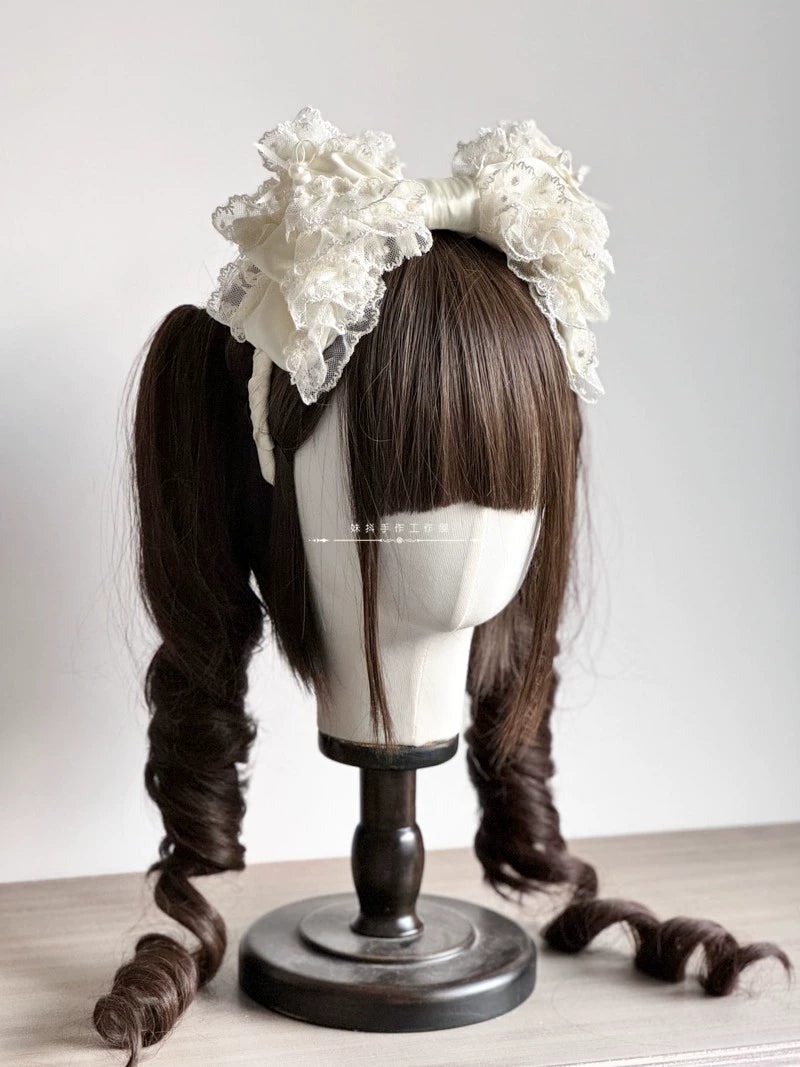 MAID~Elegent Lolita Headband Ivory KC Cake Cap 35196:484560