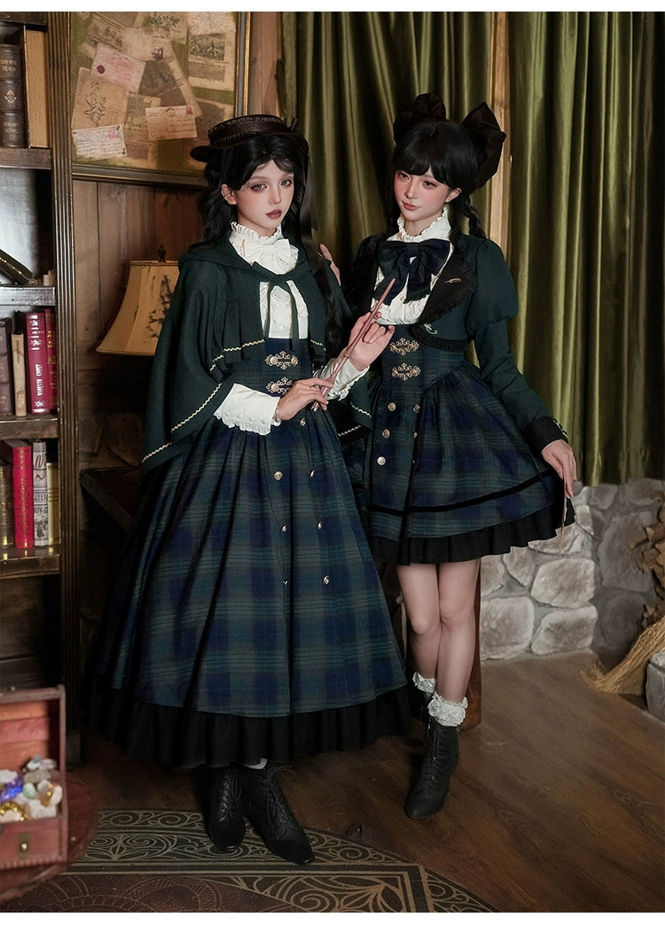 With PUJI - Berlin Souvenir - Plaid Preppy Style Lolita Bust Supporting JSK Outfit 43928:789905
