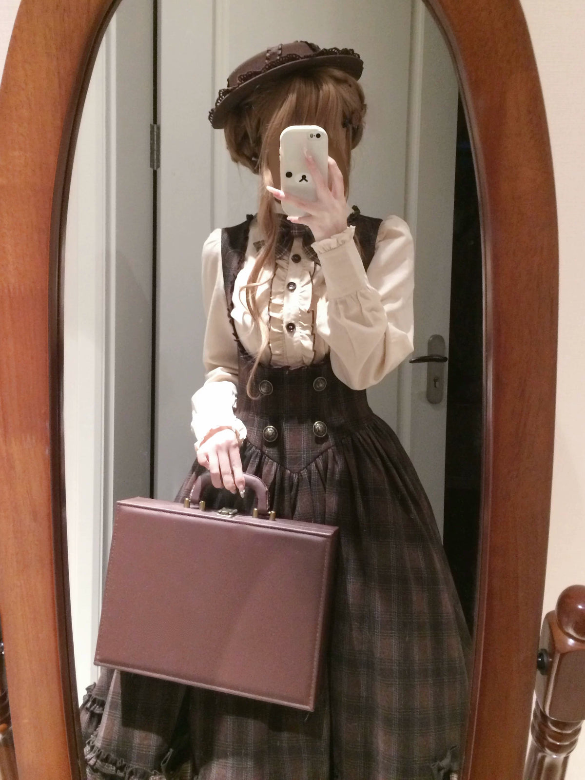 Sandwich Chocolate - Winter Classic Lolita Plaid Bust-supporting JSK & Coat Set 45903:867154