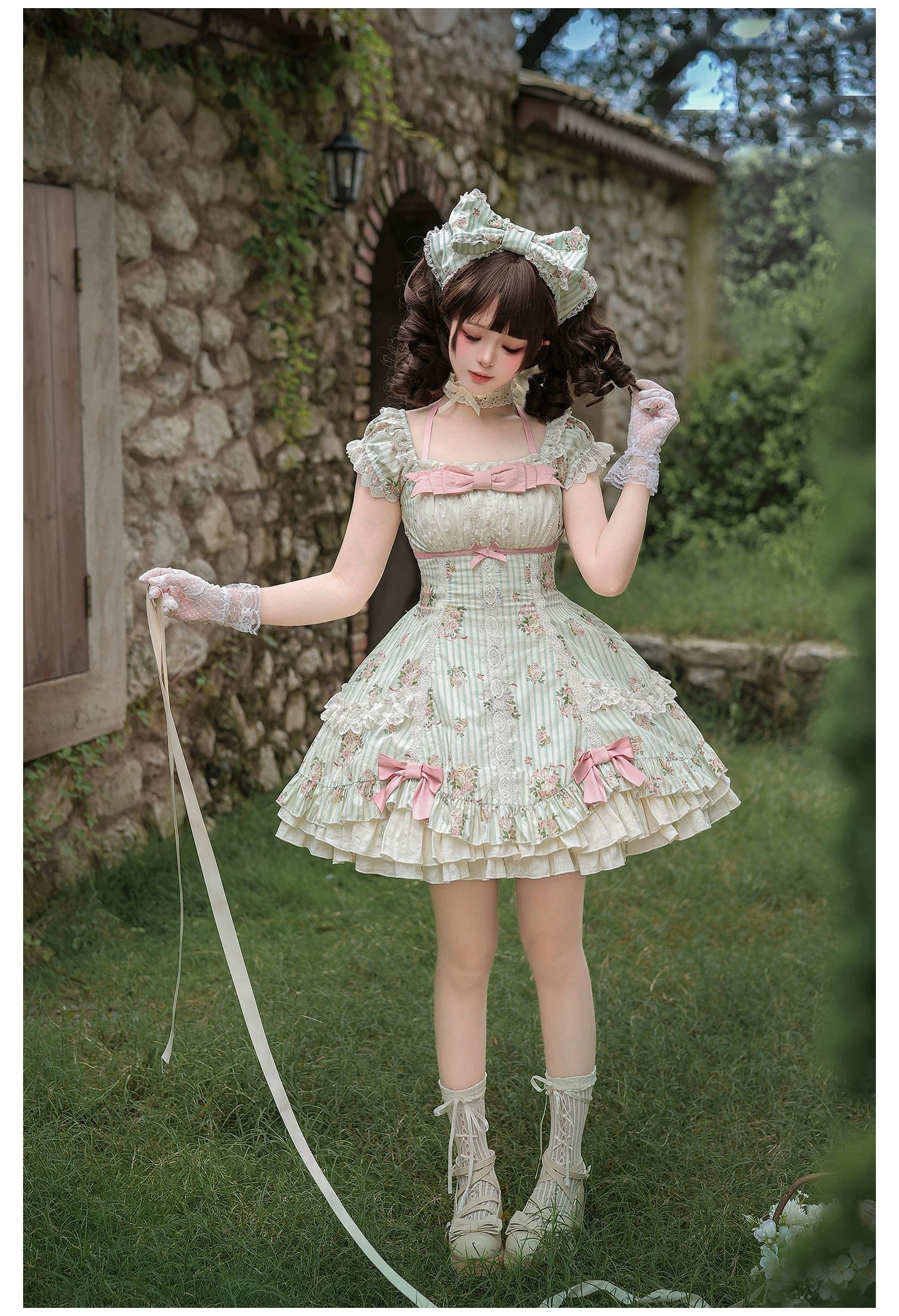 Meeting Austen - Cotton Classic Lolita Rose Printed OP Dress 45736:860024