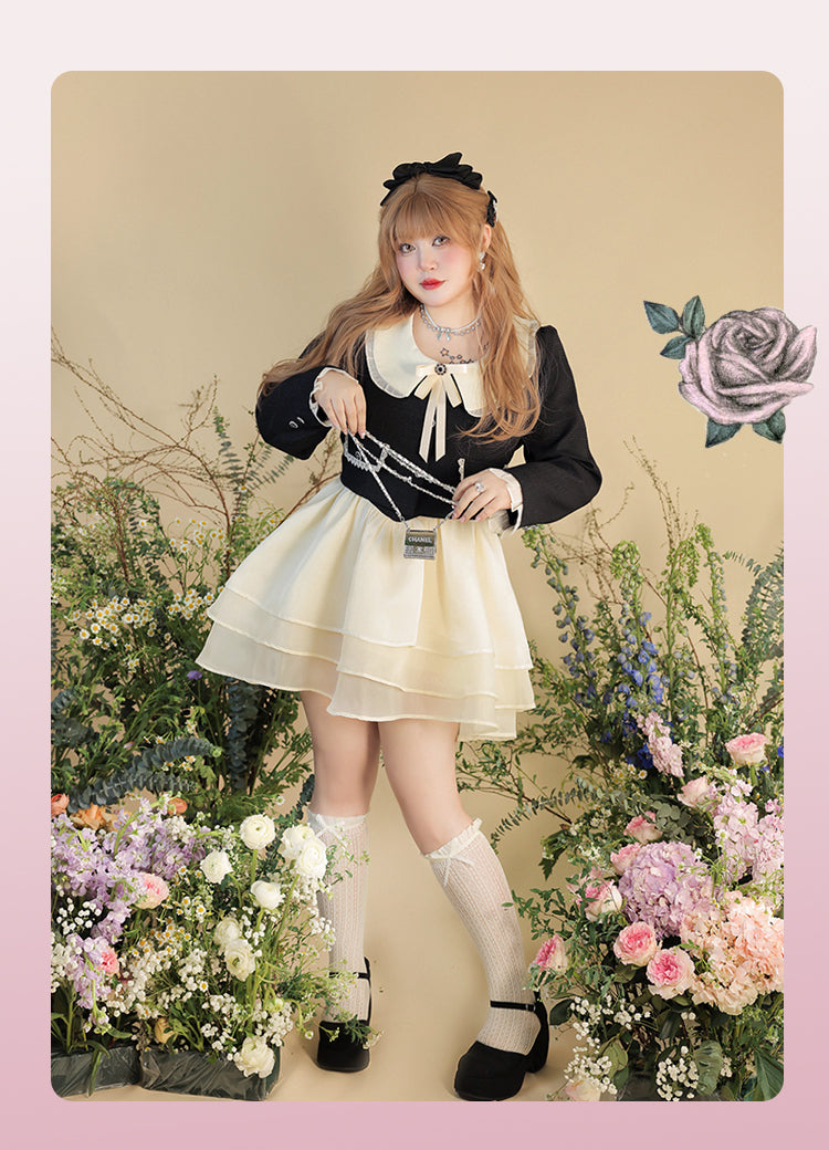 Yingtang - Plus Size Lolita Coat Elegant Puffy Skirt Suit