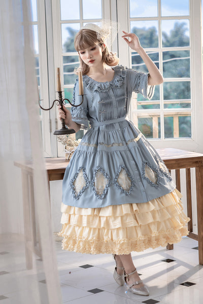 Little Dipper~Daily Lolita Hollowed-out Apron Dress Multicolors   