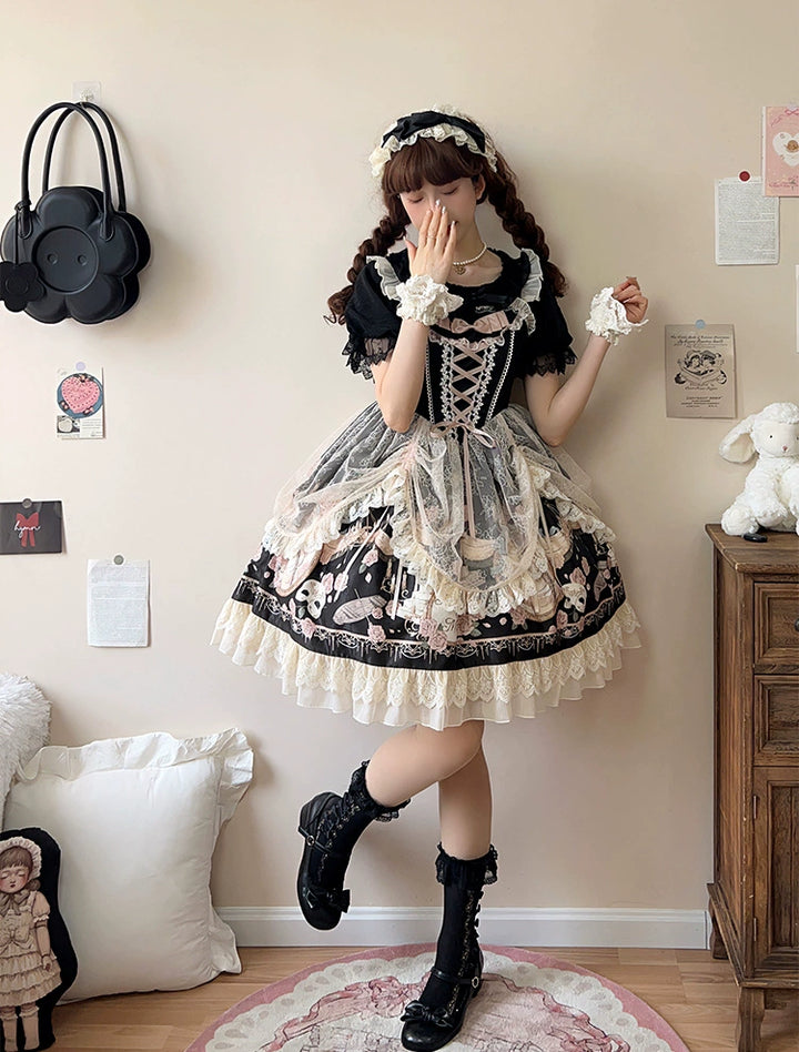 Sweet Date~Wedding Lolita Dress Bridal Elegant Retro JSK Daily Lolita Shirt   