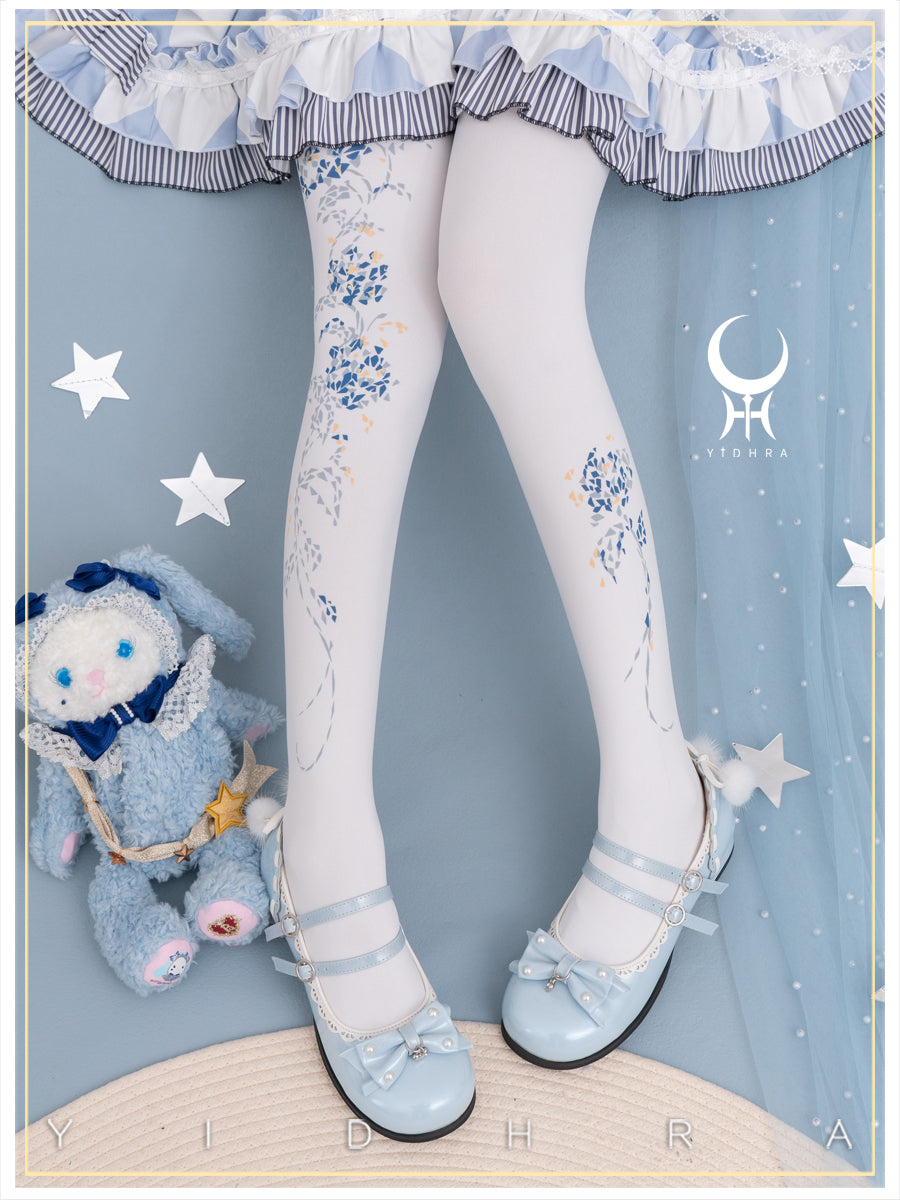 Yidhra - Resplendent flower Qiki - Elegant Lolita Pantyhose Velvet Pantyhoses Summer One Size White thick · Velvet 120D