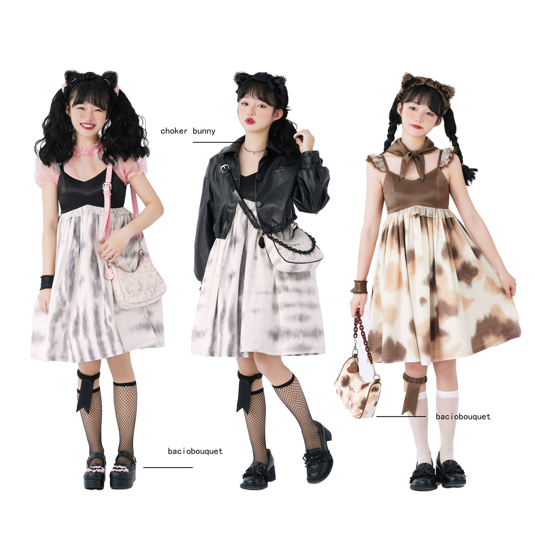 Choker Rabbit~Tabby Cat~Sweet Lolita Cat Pattern JSK Dress Multicolors   