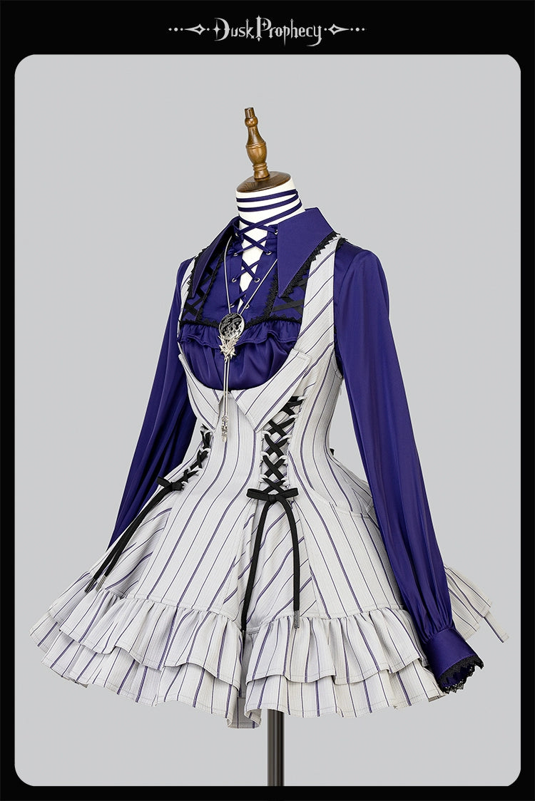 DuskProphecy - Heron - Classic Lolita Striped JSK Dress, Halter Neckline 44313:802911