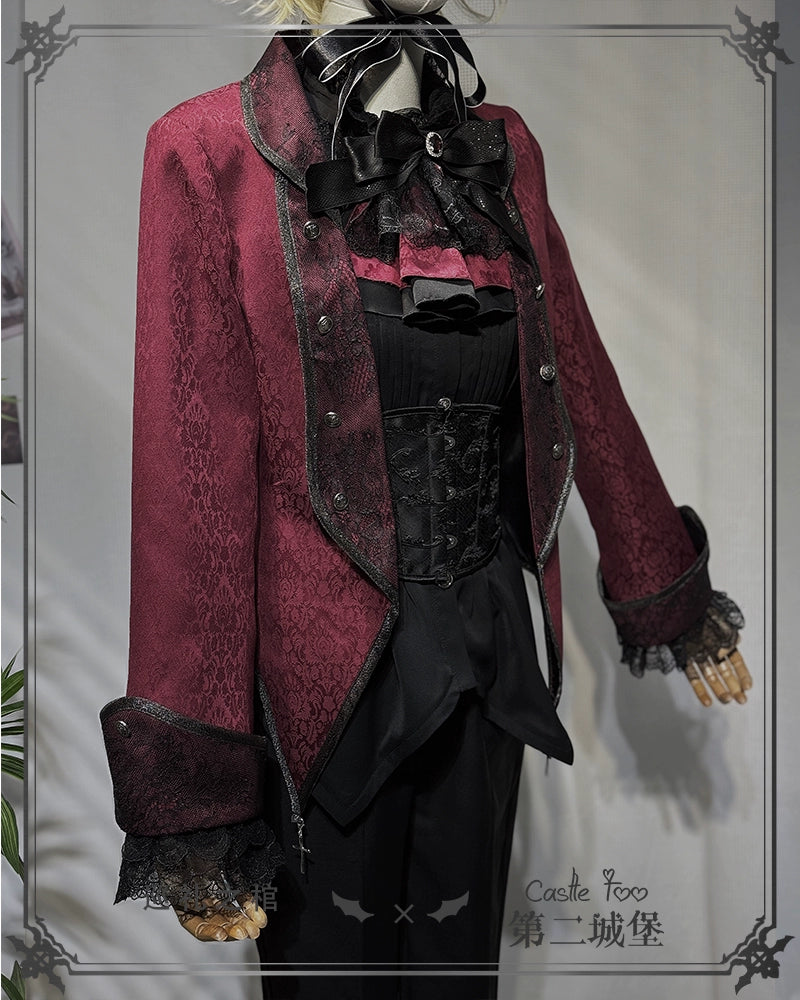 (BFM)CastleToo~Coffin of Pilgrimage~Ouji Lolita Shirt Pants Suit Medieval European Prince Suit   