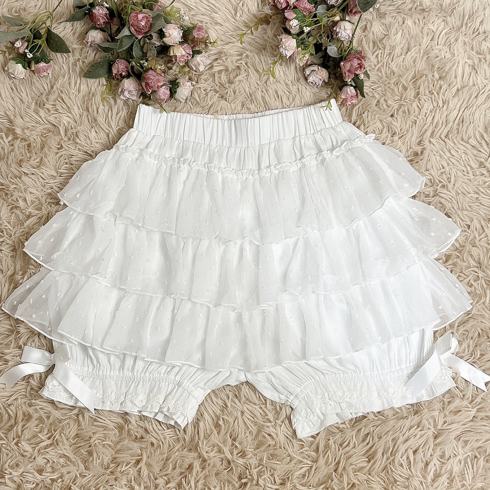 DMFS Lolita~Daily Lolita Bloomers Safety Anti-Flash Lace Shorts Milk white Free size 