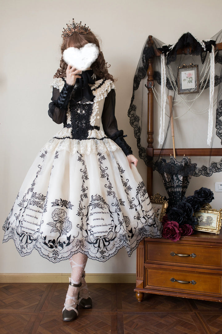 AuroraBorealis~Moonshadow~Gorgeous Wedding Lolita Dress Set Embroidered JSK SK and Bodice