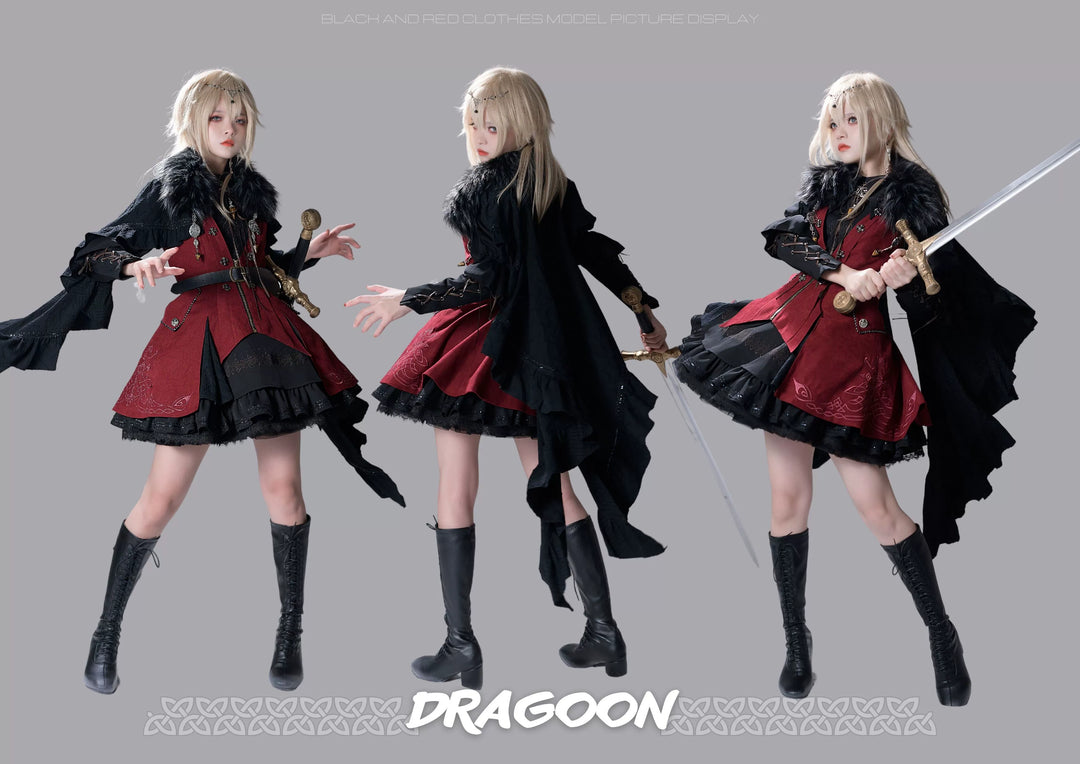 Wuyuzhe~Dragoon Knight 1.0 Version~Western Fantansy Style Suit Embroidery Dress Set Double-Sided Vest   