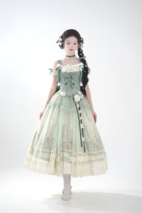 Unicorn Wings~Distant Mountain Jasmine~Classic Lolita Skirt/Camisole Outfit With Floral Details