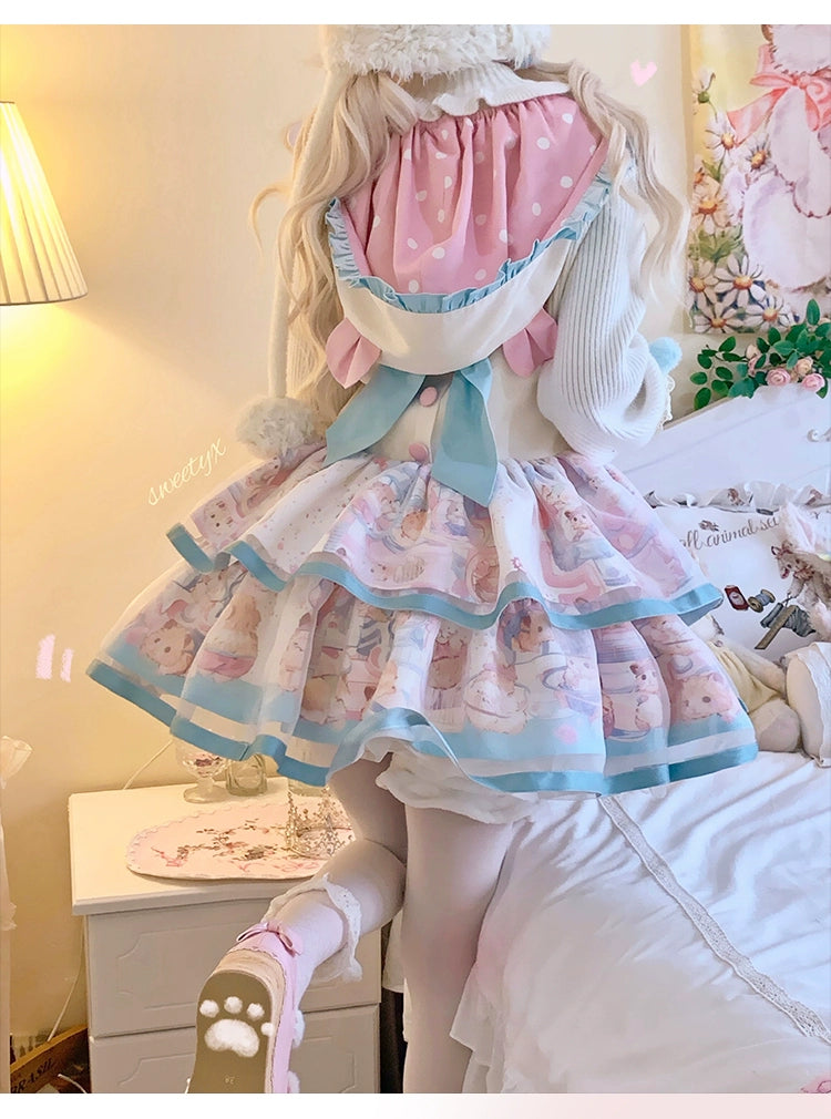 Mewroco~Sweet Lolita Dress Suit Salopette and Hoodied OP 41298:690628