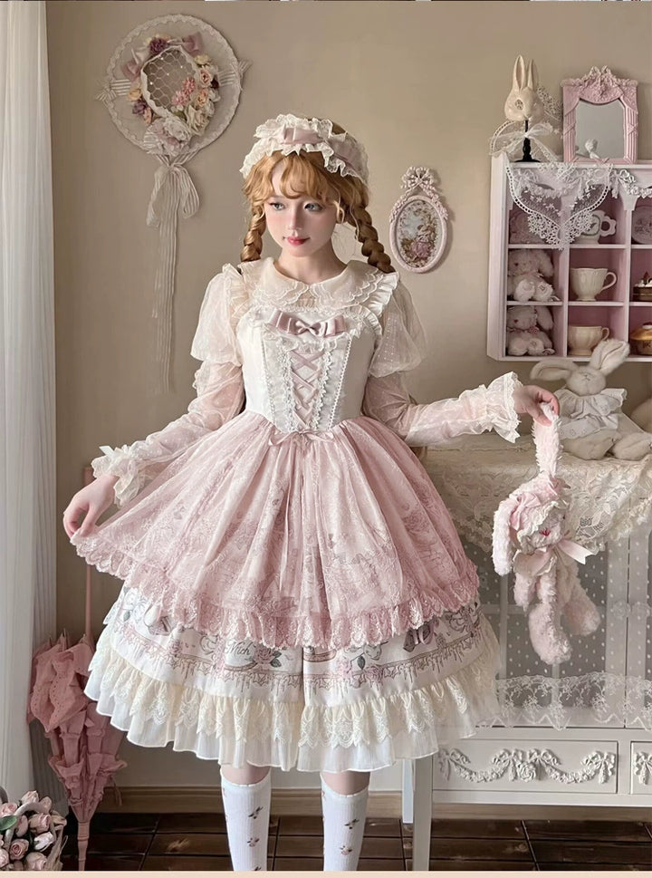 Sweet Date~Wedding Lolita Dress Bridal Elegant Retro JSK Daily Lolita Shirt   