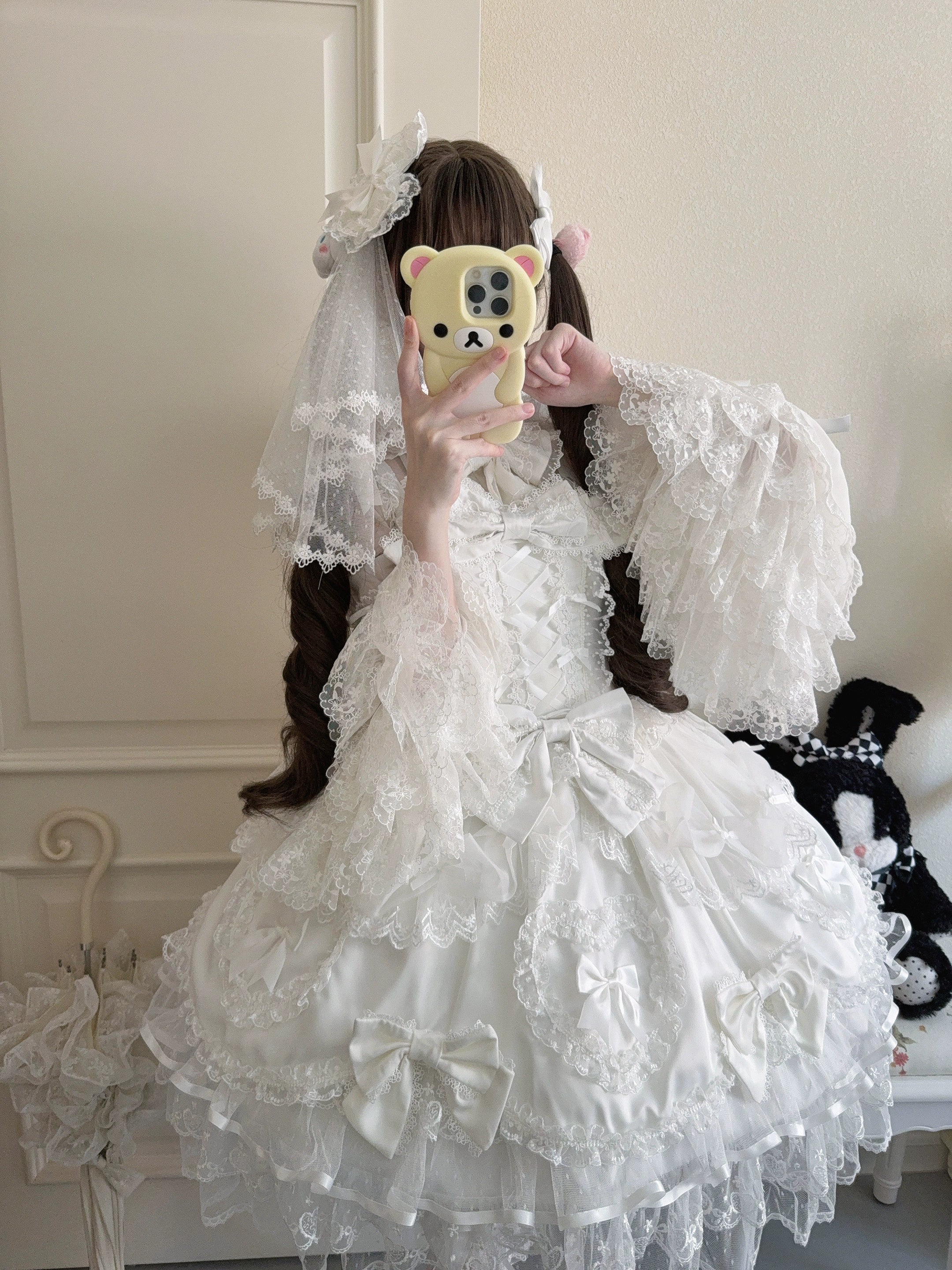 Sugar Girl - Velvet Sweetheart - Doll-like Sweet Lolita Jumper Dress, Bow Accents 44021:792737