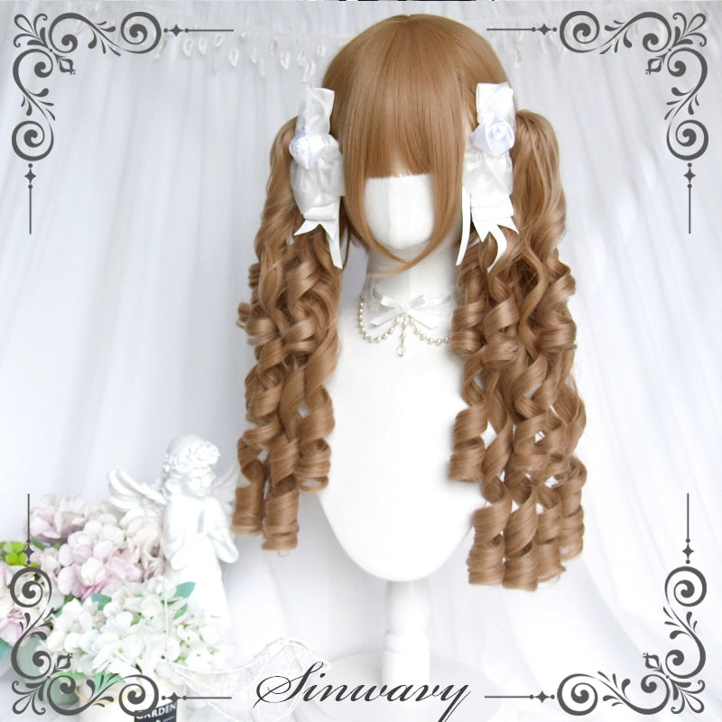 Sinwavy~Vintage Lolita Wig Double Ponytail Roman Roll Hair