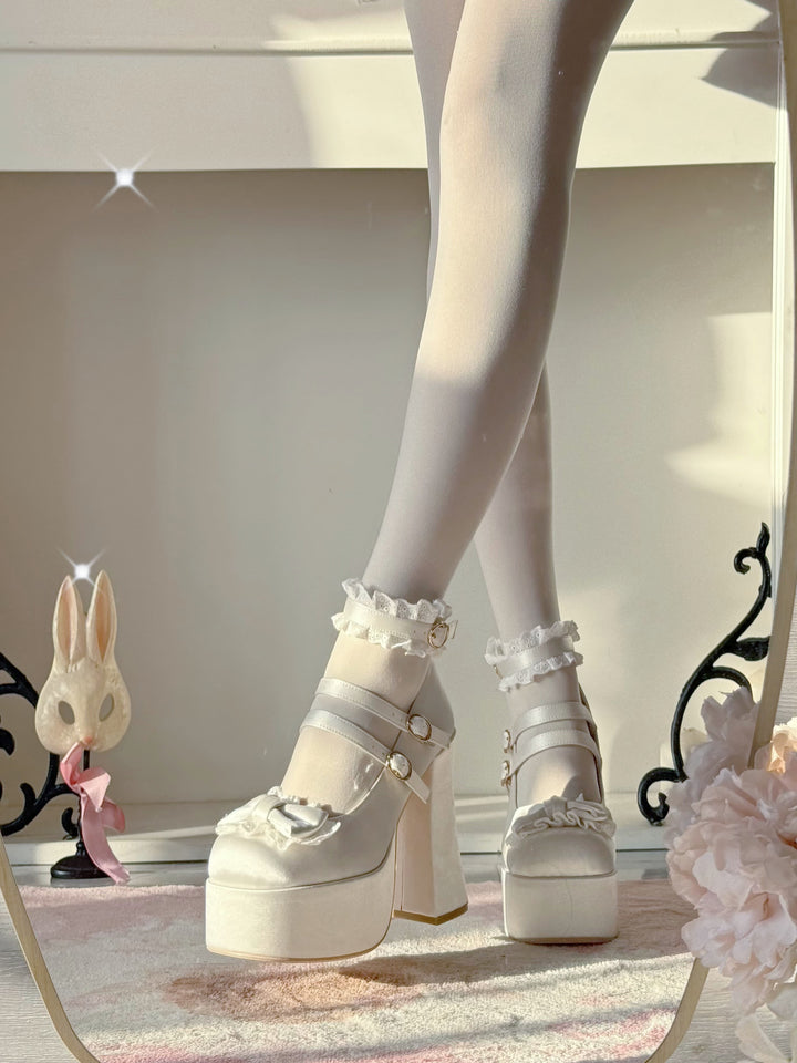 Pure Tea For Dream~Otome Fairy Tale~Sweet Lolita Shoes High Platform Satin Heels 42091:726158