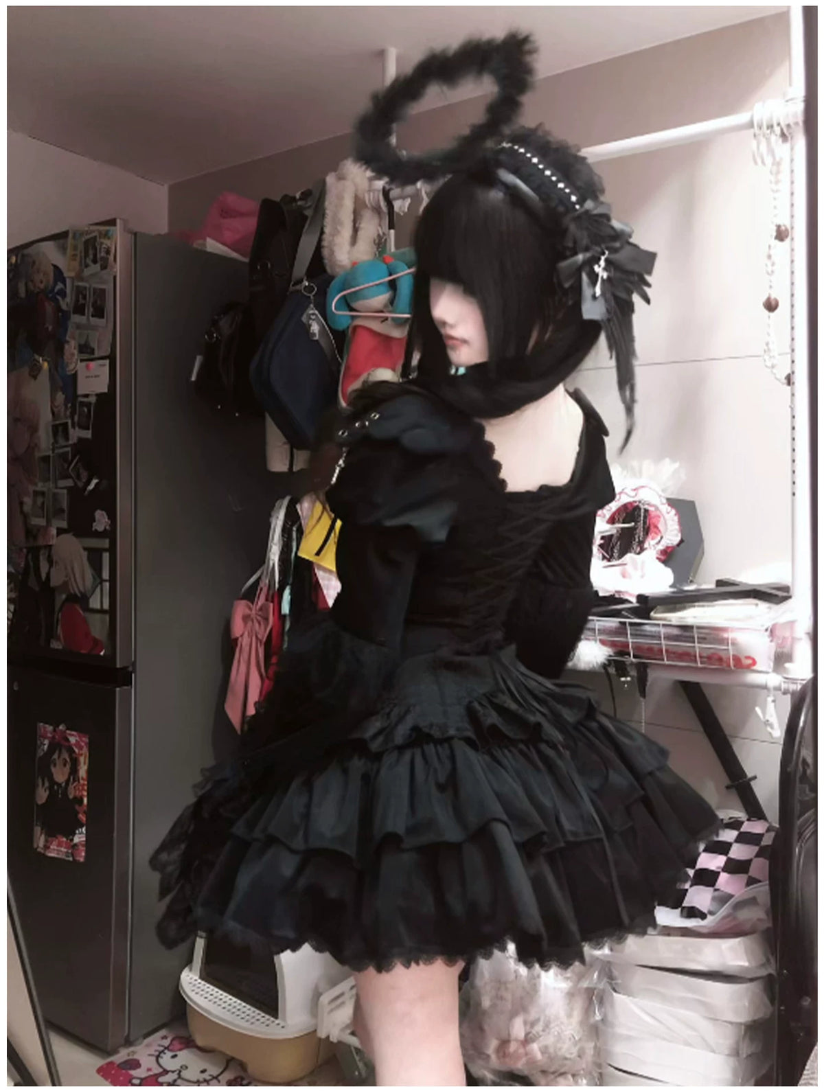 White Night Feather - Gothic Lolita OP Dress & Leg Warmers Set, Angel Cross Theme 46055:873973