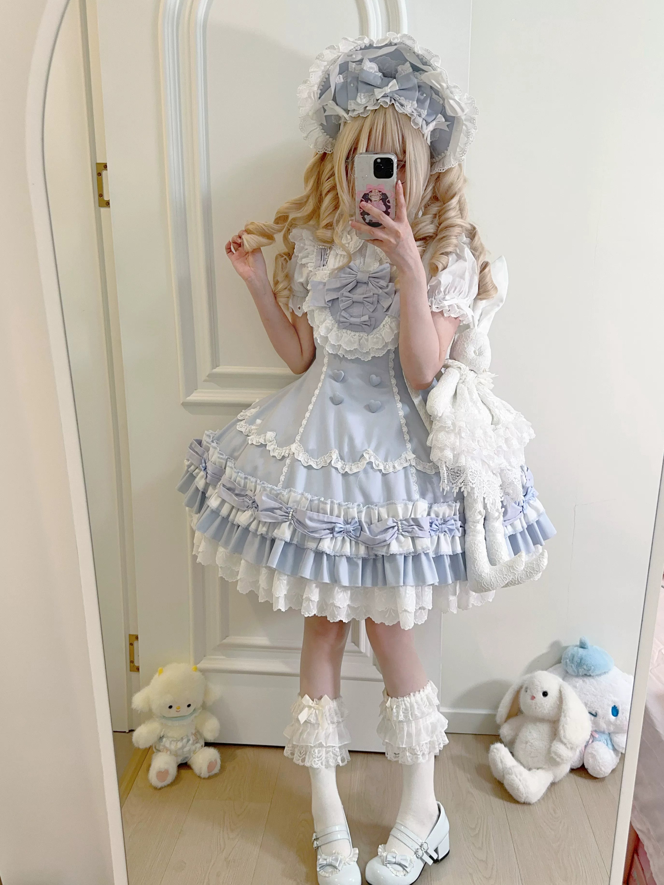Cream Fondant - Old School Lolita JSK & OP Dress, Pearl Accent
