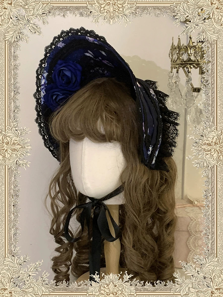 Starry Whisper - Six-panel Old School Lolita Rose Print OP Dress, Back Opening (L M S XL) 45791:865209