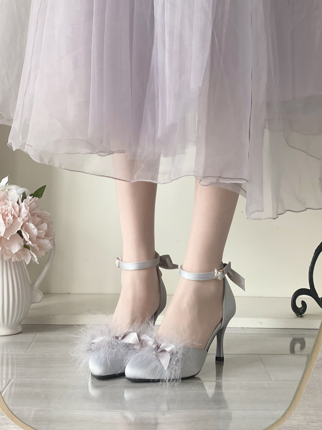 Pure Tea For Dream~Swan Lake~Sweet Lolita Shoes Satin Lolita Hight Heels 42090:733830