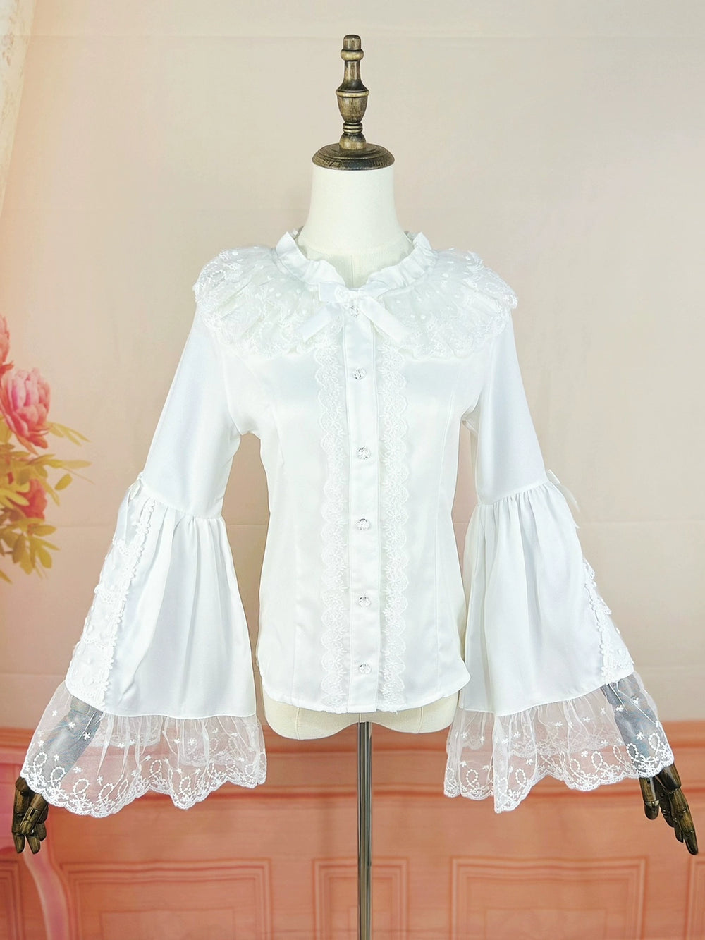 DMFS~Flower Fairy~Gorgeous Lolita Shirt Long Sleeve Blouse Milky white S 